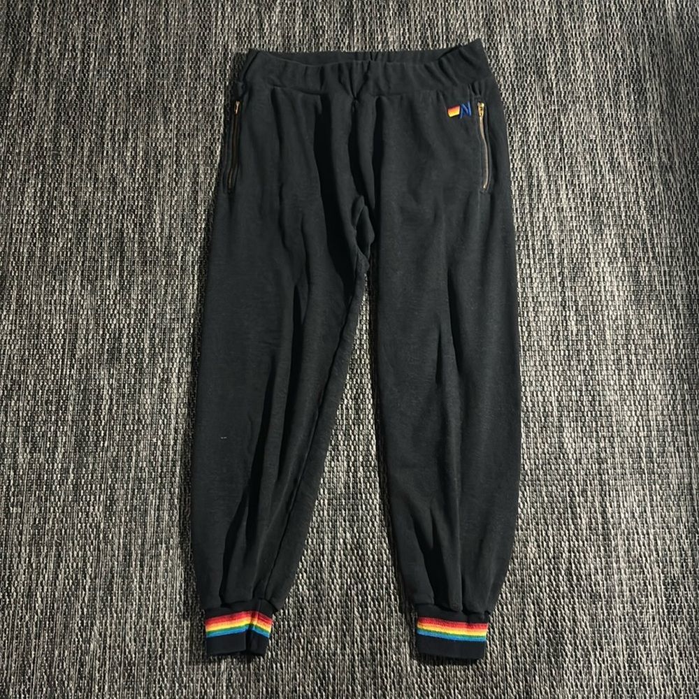 Aviator Nation Dark Gray Rainbow Prism Sweatpant Jogger Grey Size Large